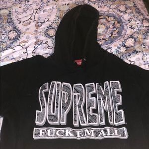 Supreme Paisley “Fu*k Em All” Hoodie black.
